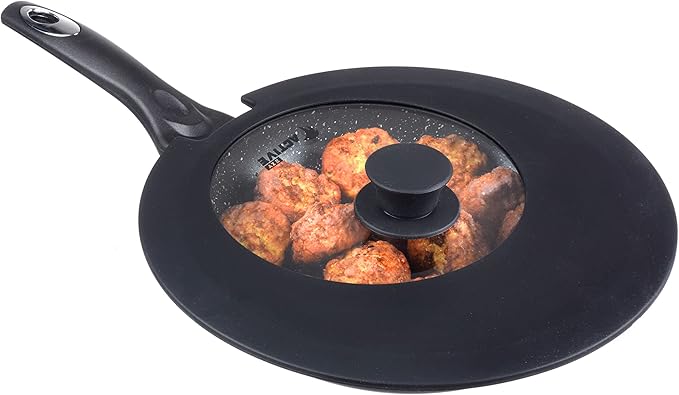 2-Pack Universal Silicone Lids for Pots and Pans - Replacement Pan Covers Fit 7-12 Inch Frying Pans and Pots, Black & Black
