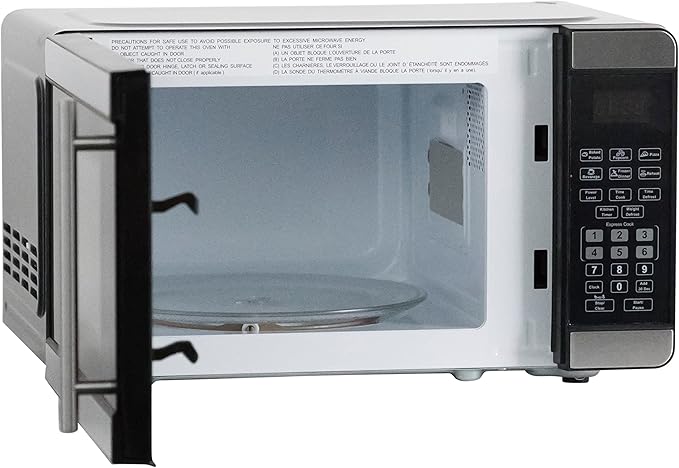 West Bend Microwave Oven 700-Watts Countertop Compact Footprint with 6 Pre Cooking Settings, Speed Defrost, Electronic Control Panel and Glass Turntable Perfect for Small Spaces, 0.7-Cu.Ft., Metallic