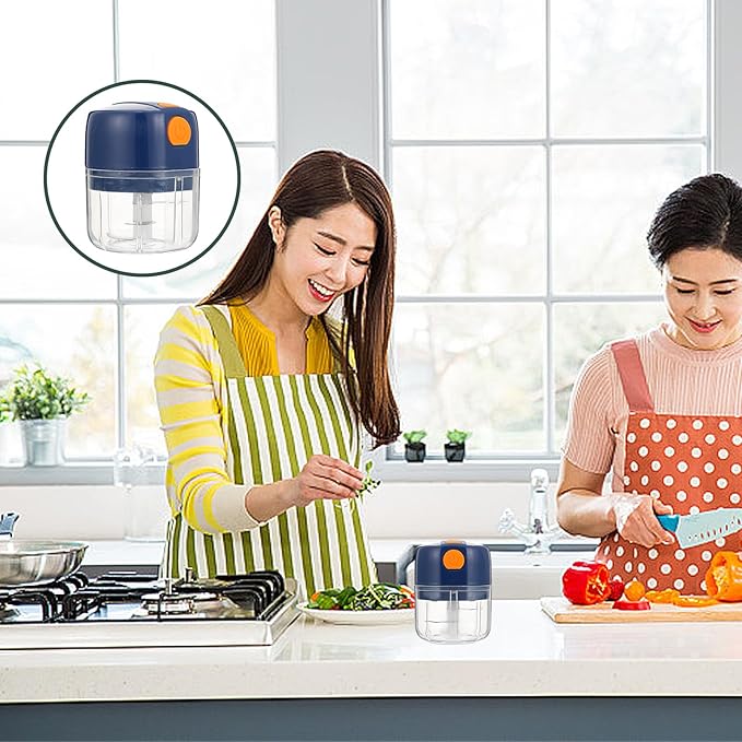 UPKOCH Electric Garlic Masher and Food Masher Portable Cordless Mini 250ml Kitchen Chopper for Food and Home Cooking with 1200amh Motor Blue