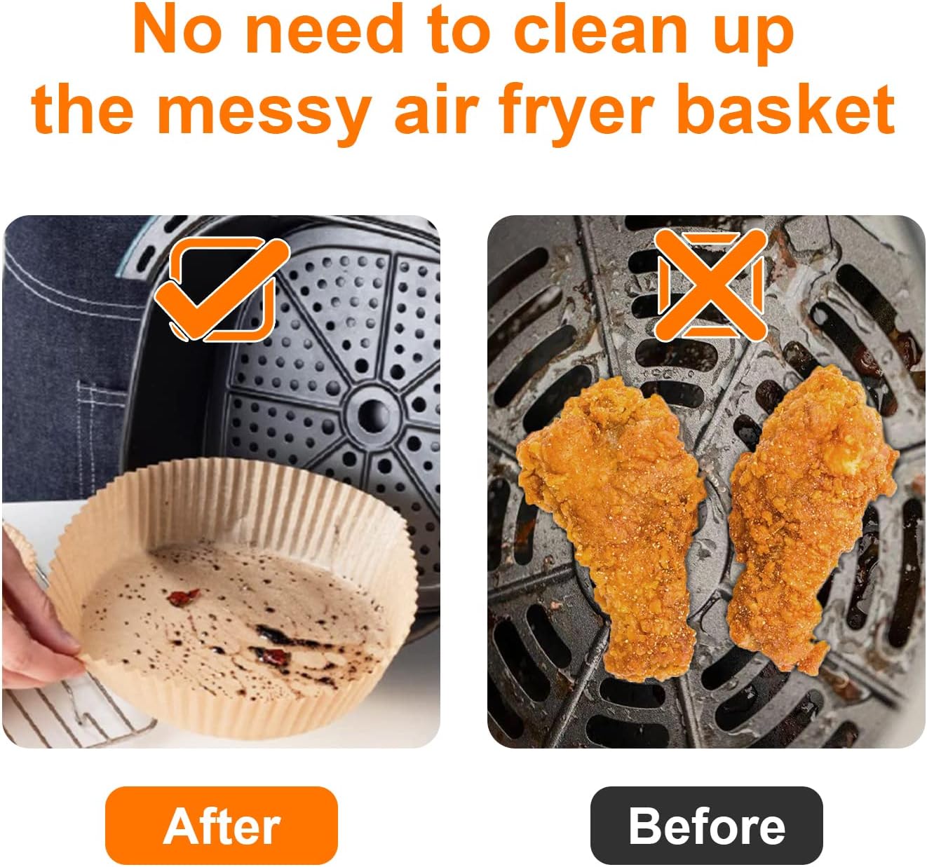 Air Fryer Liners for Ninja Air Fryer, 100 Pcs Disposable Paper Liner