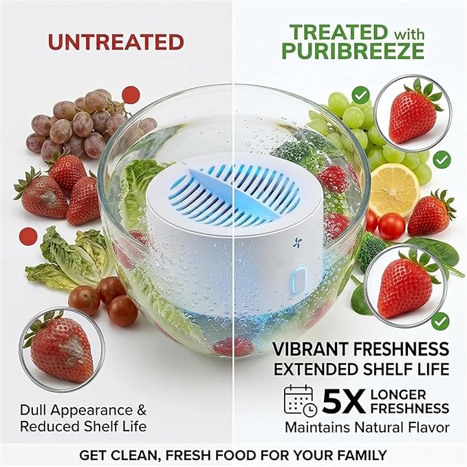 Produce Cleaner, Fruit and Vegetable Washing Machine, With Microbubble Electrolysis, 5-Min Auto Cleaning, Ipx7 Waterproof Cordless Device for Berries & Meat for Fruits, Vegetable & More (B)