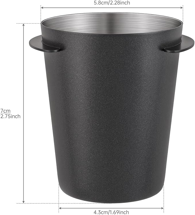 2 Pcs Coffee Dosing Cup 58mm, Stainless Steel Dosing Cup Compatible with All 58mm Portafilter, Stainless Steel Espresso coffee Dosing Cup (2, Black, 58mm)