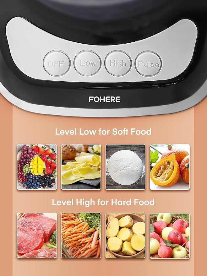 FOHERE Food Processor, 12 Cup, 2-in-1 Feed Chute Food Chopper & Meat Grinder, 500 Watt Motor, BPA Free, Stainless Steel, Procesador de Alimentos for Mincing, Dicing, Shredding, Puree & Kneading Dough