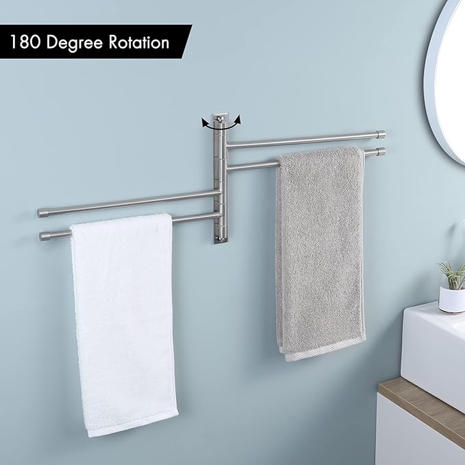 KES Bathroom Swivel Towel Rack 13.8 Inch Swing Arm Wall Mount Swing Out 4-Arm Towel Holder, SUS304 Stainless Steel Brushed Finish, A2102S4-2
