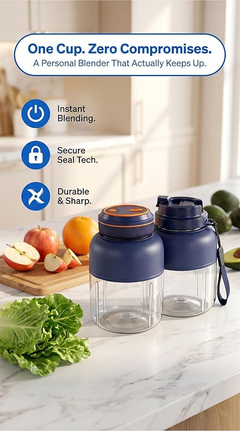 Portable Wireless Juicer Cup - 44 oz Cordless Blender with 38-Blade 18000 RPM High-Speed Motor, USB-C Rechargeable Personal Smoothie Maker for Gym, Travel, and Outdoors (Single Cup-White,28oz)