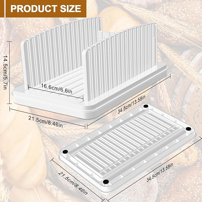 Kiss Core Upgrade Pull Out Bread Slicer for Homemade Bread, Foldable Bread Slicing Guide,Removable Cutting Board, Slice Evenly, Bread cutter slicer Suitable for Bread Making Supplies