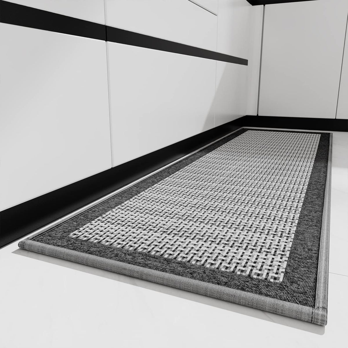 PADOOR Kitchen Mats for Floor, Kitchen Rugs Non Slip Washable, Rubber Backed Kitchen Runner Super Absorbent Kitchen Floor Mat Sink Rug, 17”x24” Grey