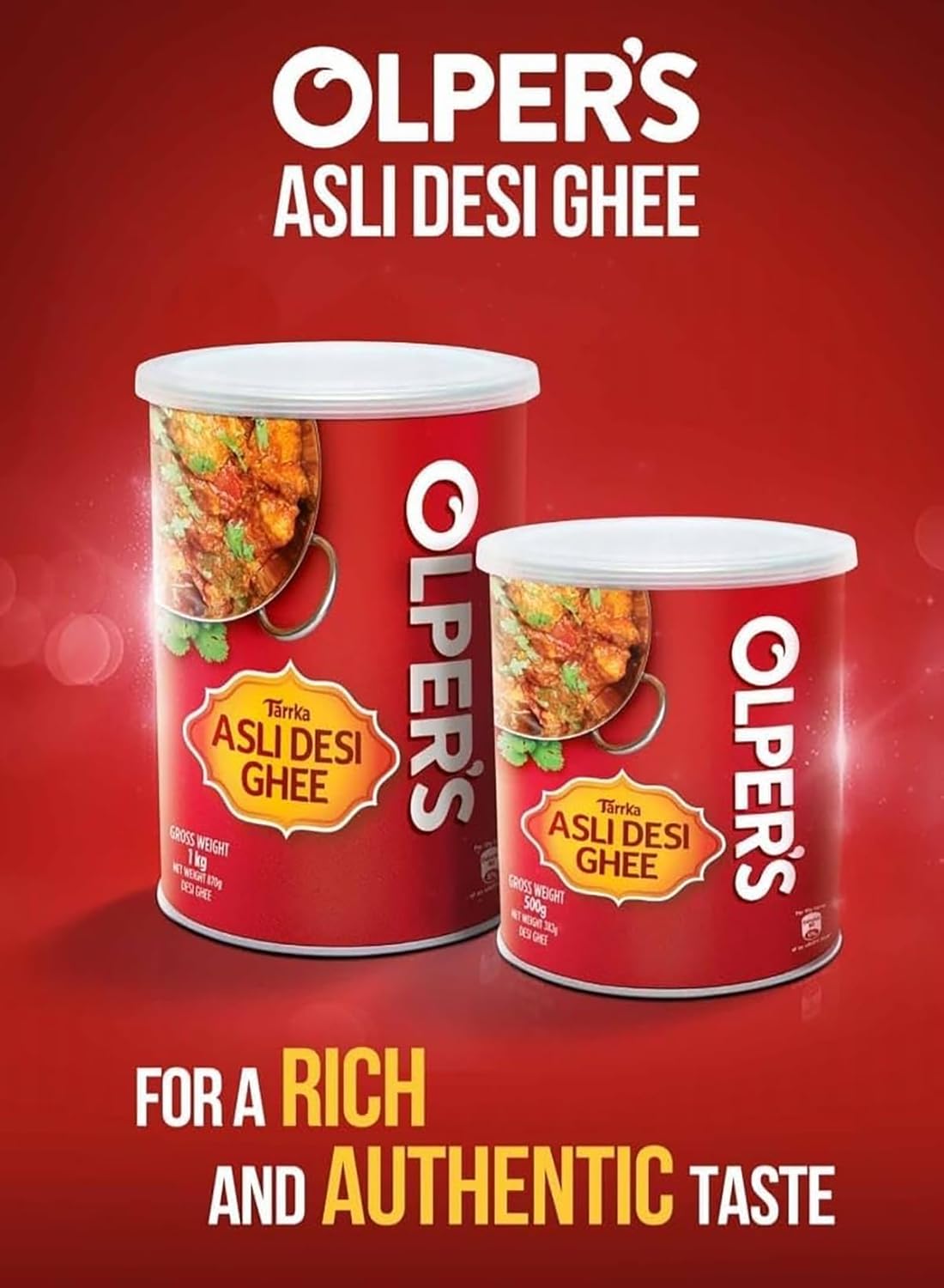 Olper's Tarrka Asli Desi Ghee 1 kg (35.27 Oz) | Pack of 1 | Authentic Clarified Butter | Ideal for Sautéing, Roasting, Baking and Curries