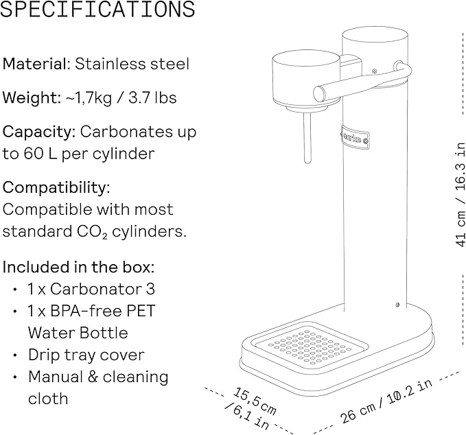 aarke - Carbonator III Premium Carbonator-Sparkling & Seltzer Water Maker-Soda Maker with PET Bottle (Stainless Steel)