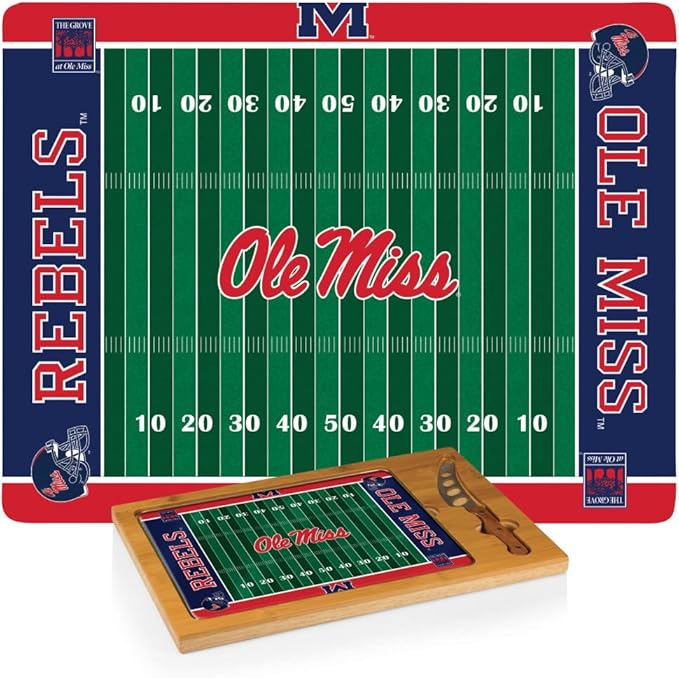 PICNIC TIME NCAA Icon Glass Top Cutting Board & Knife Set, Cheese Boards Charcuterie Boards, Serving Platter, (Parawood & Bamboo)