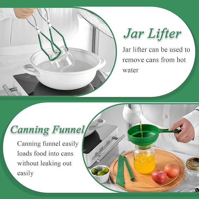 Canning Supplies Essentials Boxed Set, Canning Supplies Starter Kit, 6 Piece Set Included Canning Jar Lifter Canning Funnel Bubble Popper And Measurer Magnetic Lid Lifter Jar Wrench kitchen Tongs