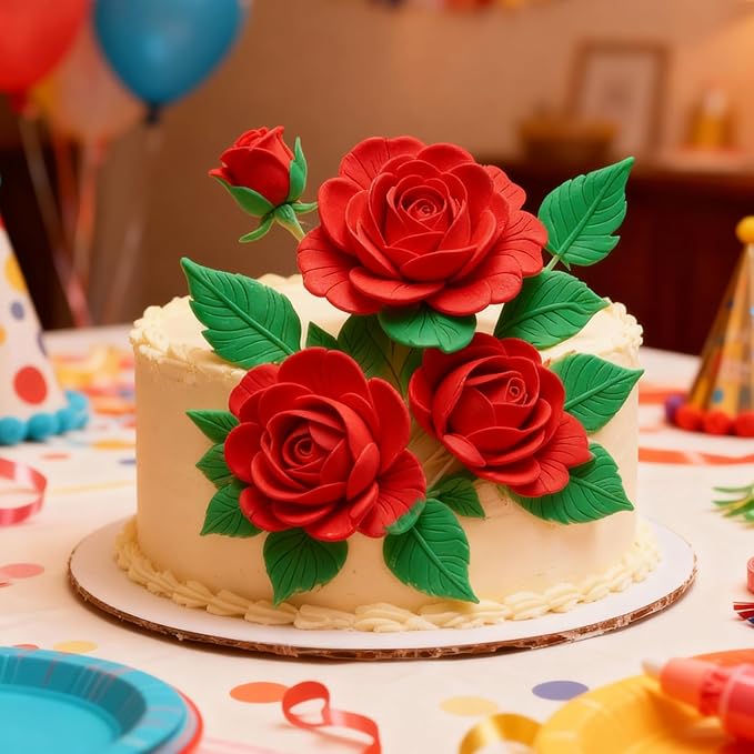 Rose Chocolates Silicone Molds, Flower Buds Leaves Wedding Cake Fondant Molds, Food-Grade Materials for Kitchen Baking, DIY Candy, Cookies Flower Paste Muffins Clay Resin Plaster-1Pcs