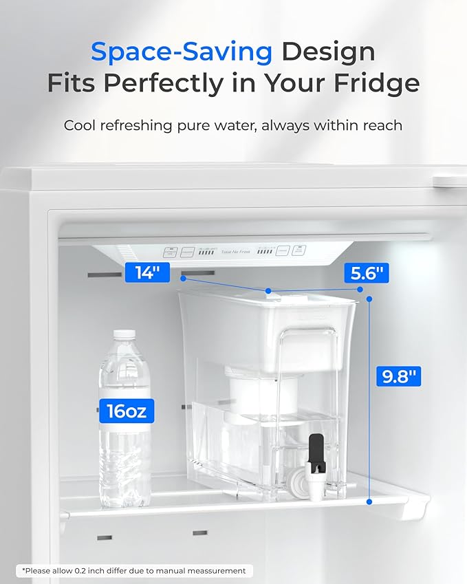 Waterdrop Fluoride-Reducing Water Filter Dispenser, 35-Cup, 150-Gallon Long-Life, Large Capacity, Reduces Chlorine, PFOA/PFOS and More, BPA Free, White (with 1 Filter)