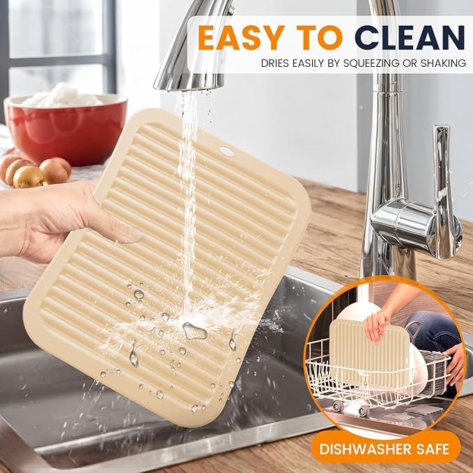 Silicone Trivet Mats 2 Heat Resistant Pot Holders Multipurpose Non-Slip Hot Pads for Kitchen Potholders, Drying mat, Jar Opener, Spoon Holder, Coaster.(Crescent Moon)