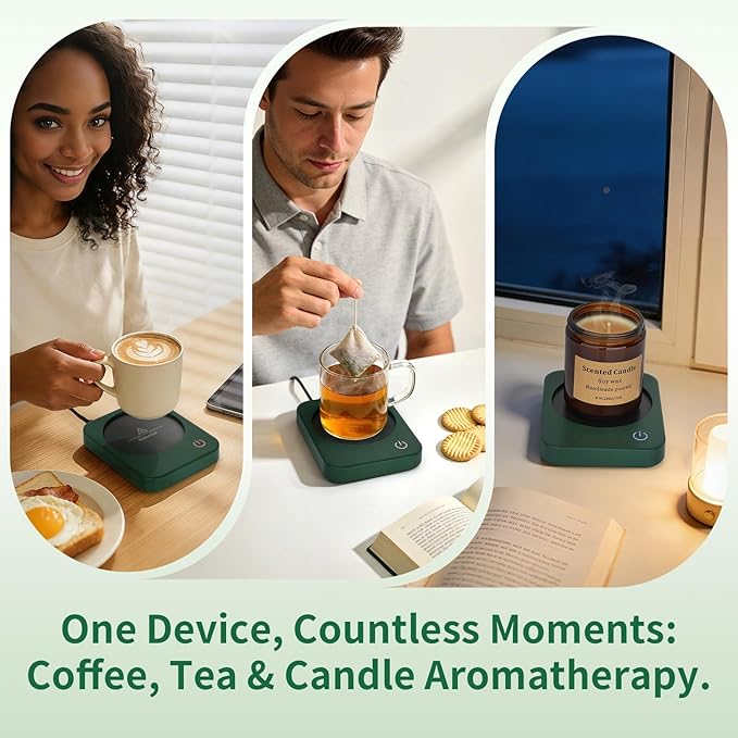 VOBAGA Coffee Mug Warmer for Desk with Auto Shut Off & 3-Temp Settings, Coffee Cup Warmer with Smart Safety Alert Home Office Accessory, Perfect for Coffee, Tea, Milk (No Mug)