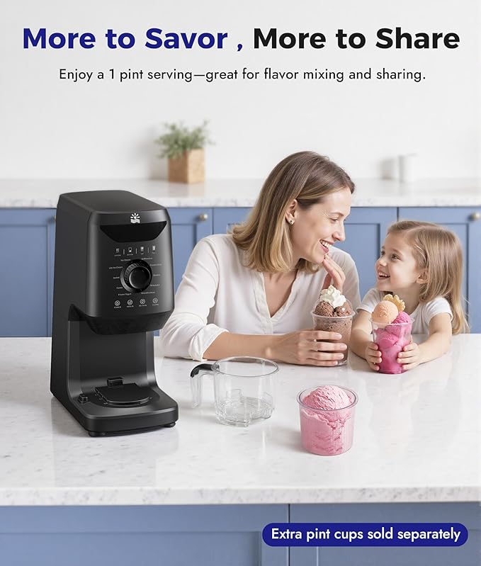12-in-1 Ice-Cream Maker Machine - 11 Preset Programs & Self-Cleaning, Healthy Frozen Yogurt Maker for Gelato, Slushies, Sorbet, Mix-ins & More, Includes (2) Pint Containers, Mother's Day