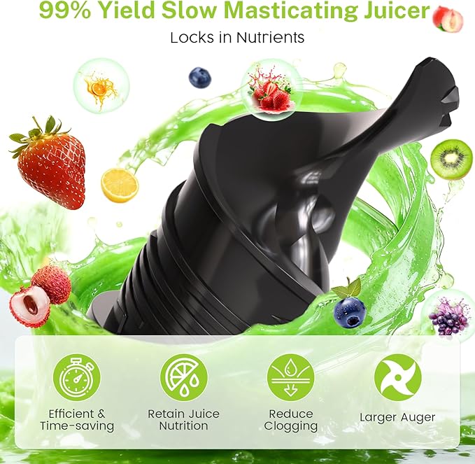 Kndko Cold Press Juicer, Juicer Machines with 5.4" Large Feed Chute for Whole Vegetables & Fruits, Professional Slow Masticating juicer with Large Auger, Self Feeding, High Juice Yield, Easy to Clean