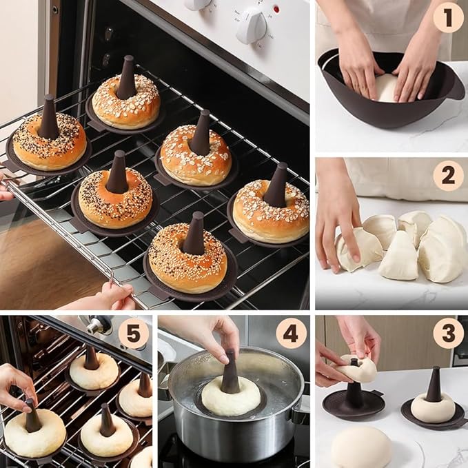 Silicone Molds,Donut Mold for Baking,Donut Pans Set,6 Pieces Pastry Molds for Bagel and Doug Hnut Cake Pans Easy Install Easy to Use