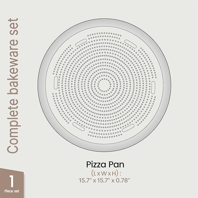 Bakken 16 Inch Non-Stick Pizza Pan 1 Pack, Round Carbon Steel Pizza Tray with Perforated Holes, PFOA, PFOS, & PTFE-Free, Dishwasher & Oven Safe Up To 450°F, Durable Nonstick Coating, Black