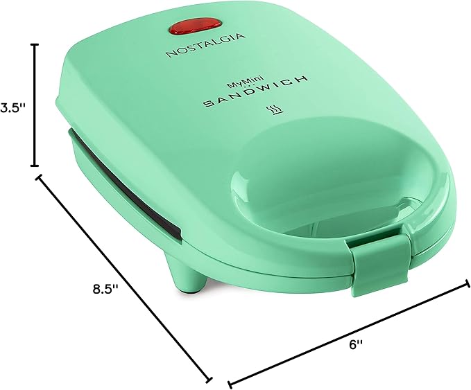 Nostalgia MyMini Personal Sandwich Maker, Nonstick Panini Press, Pizza Pockets, Quesadillas, Mint Green