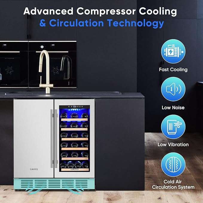 ORYMUSE 30" Stainless Steel Wine & Beverage Refrigerator - Dual Zone, Built-in/Freestanding with Upgraded Cooling - 30 Bottles & 110 Cans Capacity