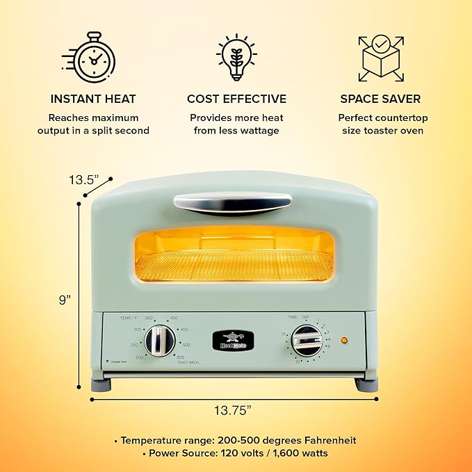 Graphite Heating Technology Pop-Up Toaster w/7 Heat Settings, 3 Toasting Functions & Unique Bagel Mode, Olive Green