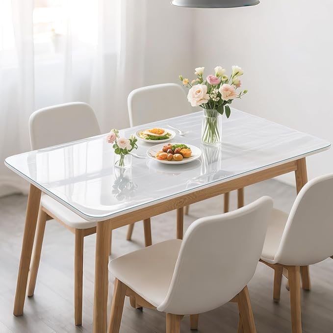 Clear Table Protector 24 x 48 Inch, 1.4mm Thick Waterproof PVC Plastic Table Cover, Durable Table Pad for Dining Room, Kitchen, Writing Desk, and Coffee Tables