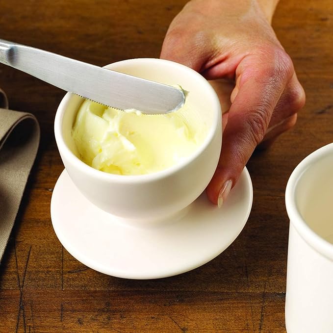 Butter Bell - The Original Butter Bell crock by L Tremain, a Countertop French Ceramic Butter Dish Keeper for Spreadable Butter, Matte Black + Ivory Matte