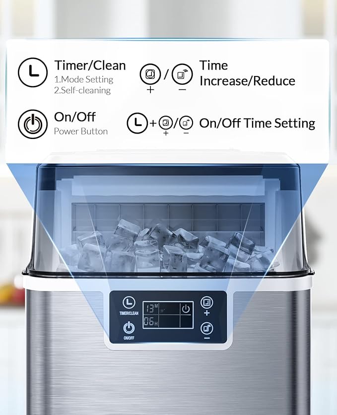 Silonn Countertop Ice Maker Machine, 26lbs in 24Hrs, Ice Cube Ready in 6-8 Mins, Self-Cleaning Ice Machine with Ice Scoop and Basket for Home Kitchen Office Bar Party