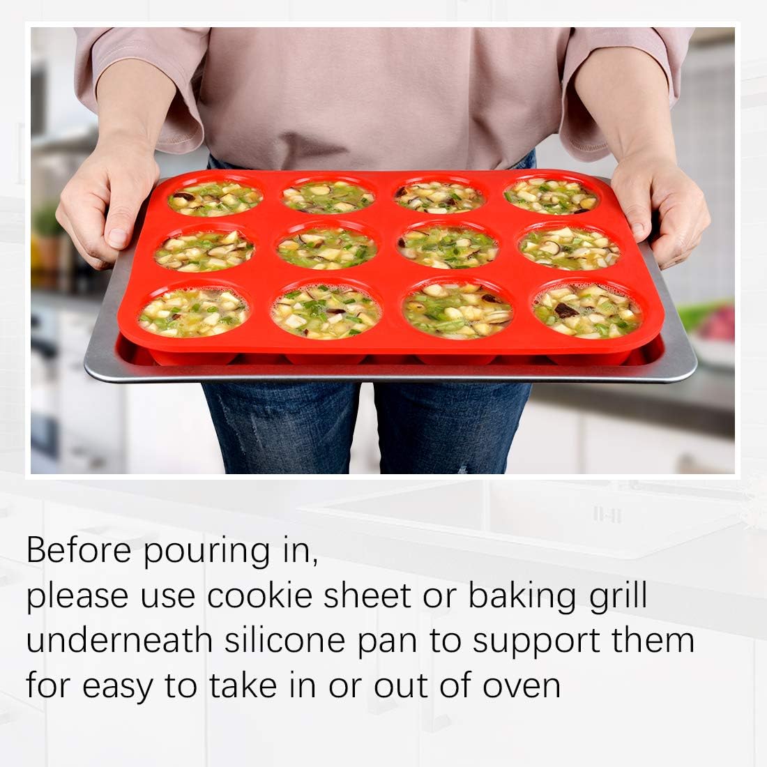 CAKETIME Silicone Muffin Pan Set - Mini 24 Cups, Regular 12 Cups Cupcake Pan, Jumbo 6 Cups Muffin Pan Silicone Bakeware for Baking Set of 3