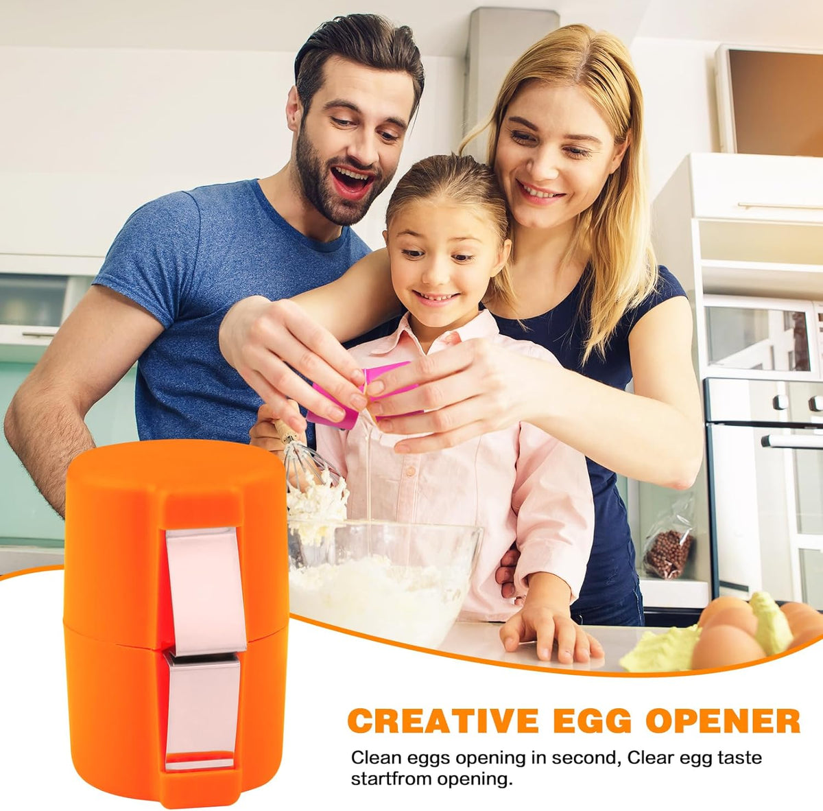3 Pcs Egg Shell Opener,2025 Upgrades eggshell opener Egg Cracker Tool for Raw Eggs, Portable Handheld Egg Peeler Multifunctional Egg Separators-Pink Orange Yellow