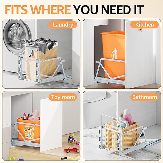Pull Out Trash Can Under Cabinet Kit with Soft-Close Slides,Under Sink Trash Can Pull Out,for Kitchen,Sink, Drawer,Requires Minimum Cabinets Opening 12" W X 18" D(Garbage Can Not Included)