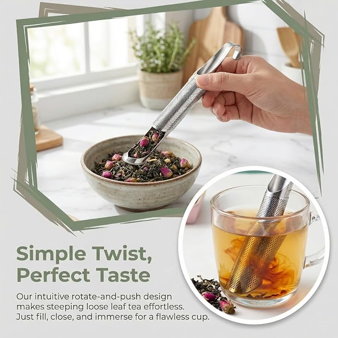 Tea Infusers For Loose Leaf Tea - Stainless Steel Office, Home & Travel - Set of 3 - Includes Strainers, Cleaning Brush
