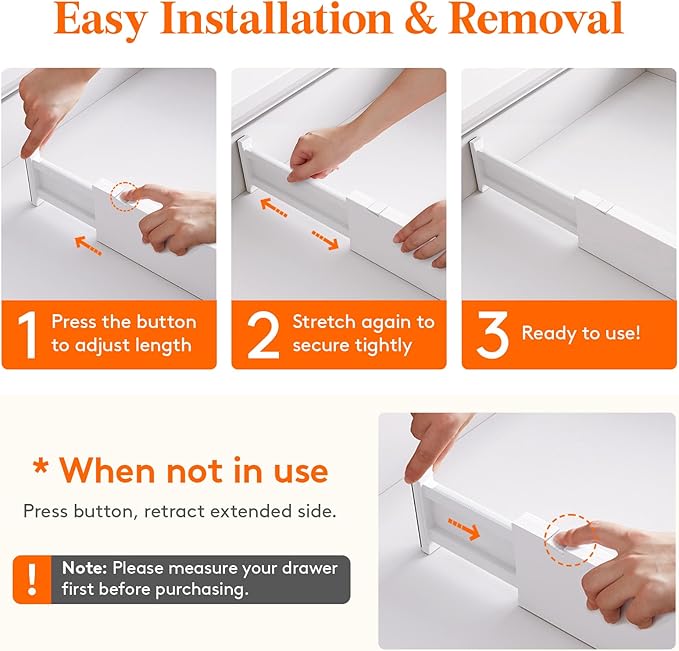 Lifewit 12 Pack 4" High Drawer Dividers 28-43.5cm/11-17" Adjustable Drawer Organizer for Clothes/Utensils, Expandable Drawer Separator in Dresser/Kitchen/Bedroom/Office Organization & Storage White
