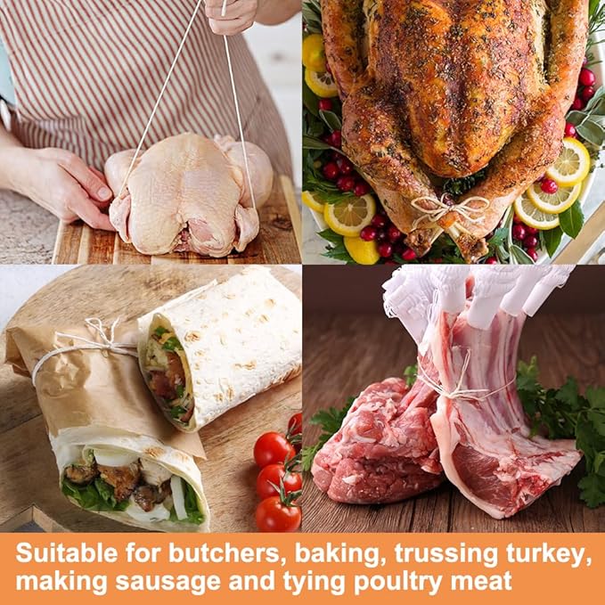 Vivifying Butchers Twine, 328 Feet 2mm Food Safe Cotton Bakers String for Tying Meat, Making Sausage, Trussing Turkey, Roasting, Cooking and Packing(Beige)