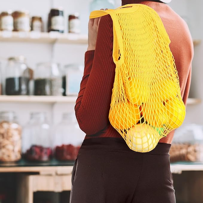 Shappy 12 Pack Reusable Mesh Grocery Bags Large Crochet Market Bag Cotton Kitchen Tote for Fruit Vegetable Storage