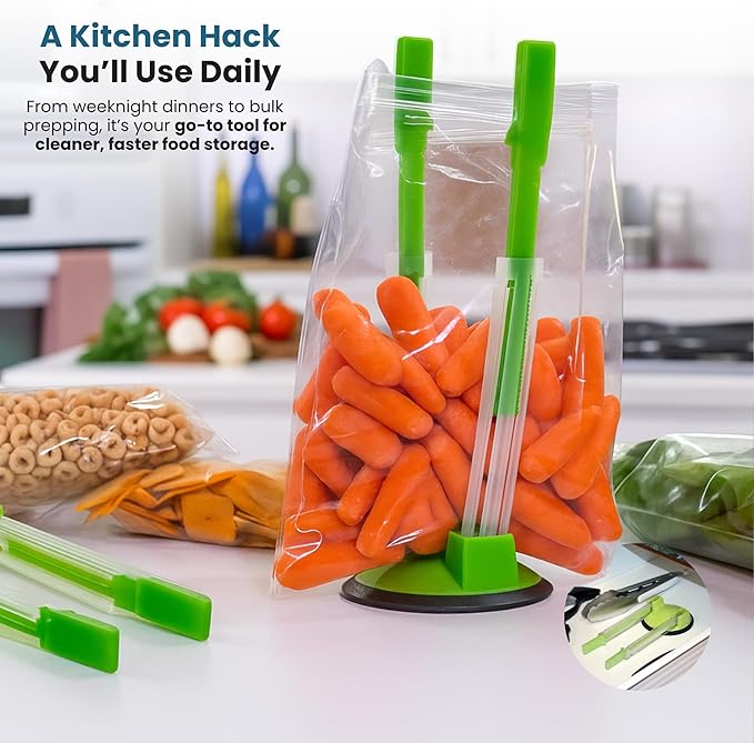 Original Jokari Adjustable Baggy Rack Stand 1 Pack. Prop Plastic Ziploc Freezer Storage Bags Open Hands-Free To Pour Leftovers, Snacks and Meal Prep Ingredients With No Food Spills or Kitchen Mess.