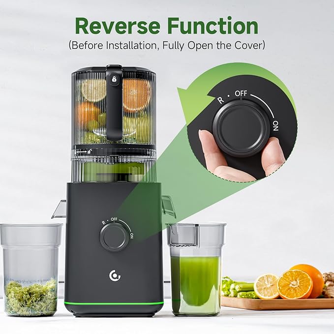 Cold Press Juicer, 3-in-1 Juicer Machines with 6.5" Large Feed Chute for Whole Fruits & Vegetables, 100oz Large Capacity for Family Use, Makes Juice, Nut Milk & Sorbet