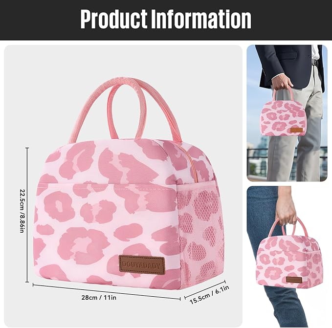 douyadady Lunch Bag Women/Men Lunch Box Women/Men (pink leopard)