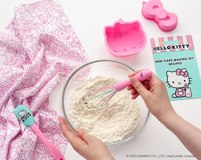Handstand Kitchen Hello Kitty Cake Baking Set with Kitty Face and Bow Mini Cake Molds and More