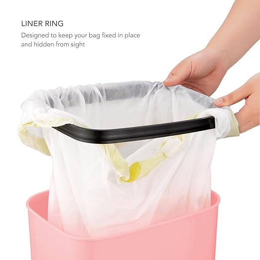 Touchless Motion Sensor Trash Can with Sealing Lid Automatic Soft Close Silent Bathroom Kitchen Office Waste Bin Narrow Rectangular ABS Hands Free Smart Home Garbage Container (Pink)