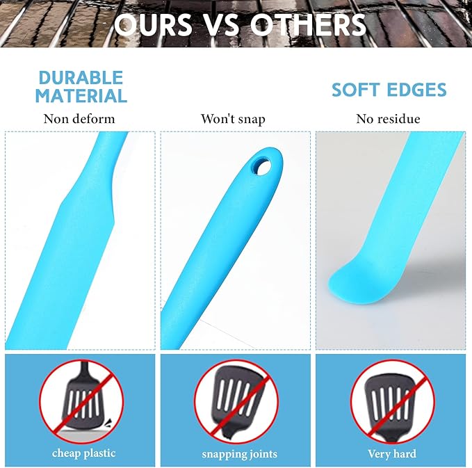 Lasnten 24 Pcs Silicone Spatula Set Heat Resistant Spatula Silicone Flexible Non Stick Jam Scraper with Long Handle Mixing Batter Scraper for Butter Cake Cream Icing Cooking Kitchen Baking
