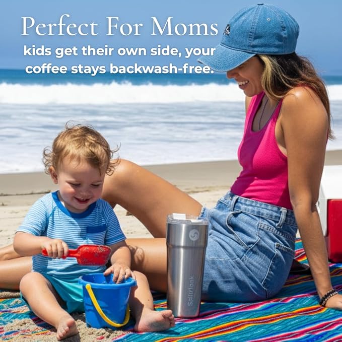 2-in-1 Hot & Cold Vacuum Insulated 30oz Tumblers, Stainless Steel Dual Chamber, Leak-Proof, BPA-Free, Fits Cup Holder, Travel Coffee Mug, Split Cup, 2 Drink, 2 Sides, Coffee & Water (Harper White)