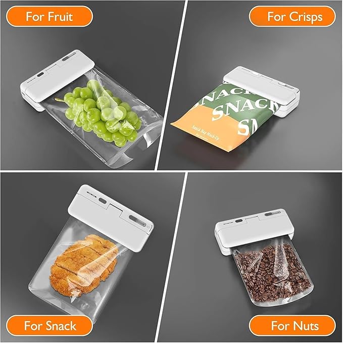 Vacuum Sealer Machine, Mini Plastic Bag Sealer Heat Sealing Machine Food Packaging Bags Clip Handheld Rechargeable for Food(Black)