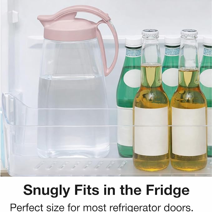 High Heat Resistant 2.3 QT One-touch Airtight Water Pitcher Set with Lid for Coffee, Tea, Other Hot or Cold Beverages Quickpour Jug, Leak Proof & Space Saving, Dishwasher Safe, Made in Japan (SET)