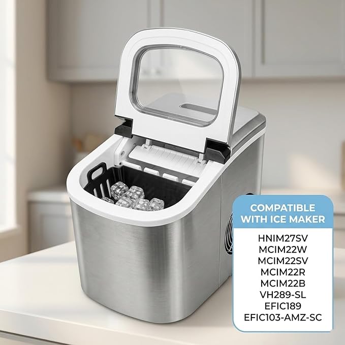 Replacement Ice Basket Compatible with Magic Chef & for Frigidaire Countertop Ice Makers - Durable Storage Bucket, Direct Fit Spare Part, No Assembly Required (Black)