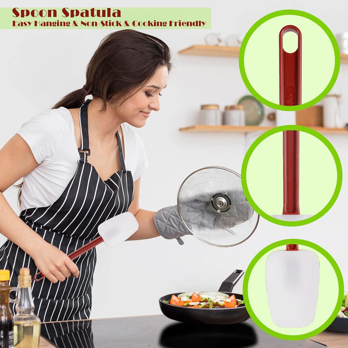 Commercial Spoonula Rubber Spatula Set 2, High Heat Spatula Spoon 16 Inches, Commercial Spatula for Cooking, Rubber Spatula Set Resistant to 500℉ (2 Spoonulas 16"/L)