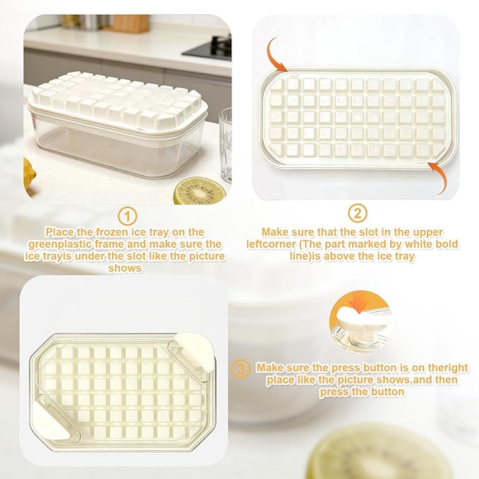 Plastic Ice Cube Trays with Bin and Scoop for Freezer+Mini Ice Cube Trays with Lids
