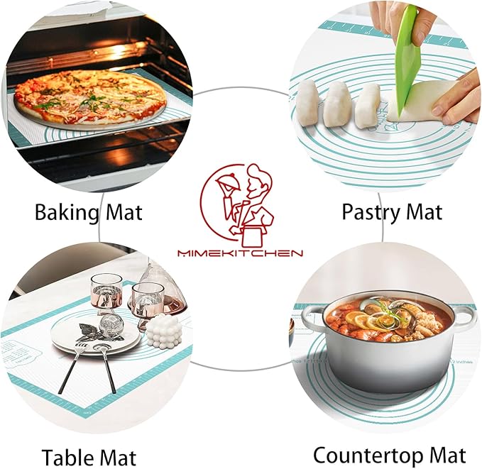 Non stick Silicone Pastry Mat, Dough Mat for Rolling, Silicone Baking Mat, Fondant/Pie Crust Mat Kitchen Counter Mat, Macarons Bread Baking Mat Baking Supplies Extra Large 28 x 20 Inch