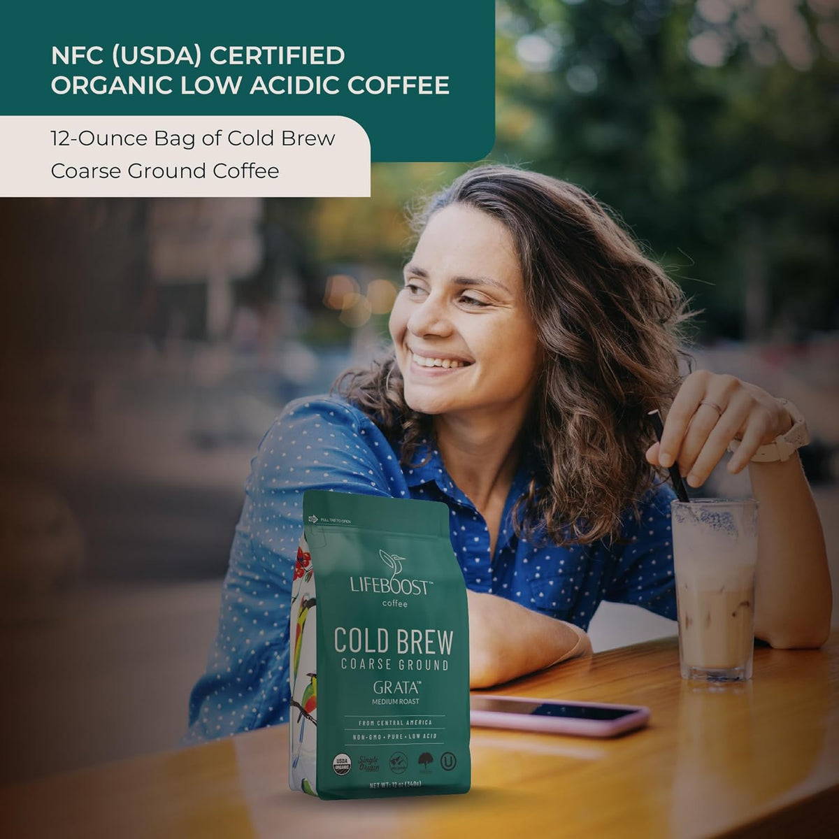 Lifeboost Low Acid Cold Brew Coffee – Organic Coarse Ground Medium Roast for Cold Brew – Single Origin, Non-GMO, 3rd Party Tested for Mycotoxins & Pesticides, USDA Organic – Smooth & Bold Flavor – 12 oz Bag